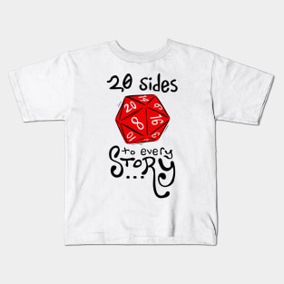 20 Sides to Every Story (Red) - Dungeons and Dragons Kids T-Shirt